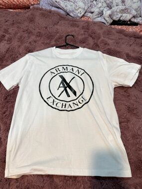 Armani Exchange White T-Shirt with Black Logo Graphic